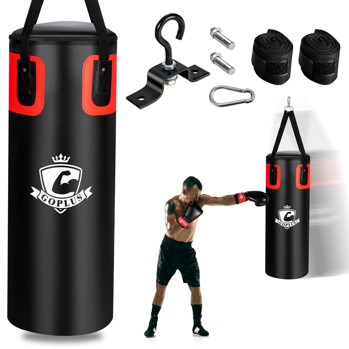 Filled Punching Bag Set for Adults- 56 lbs, Black Boxing & Martial Arts   at Gallery Canada