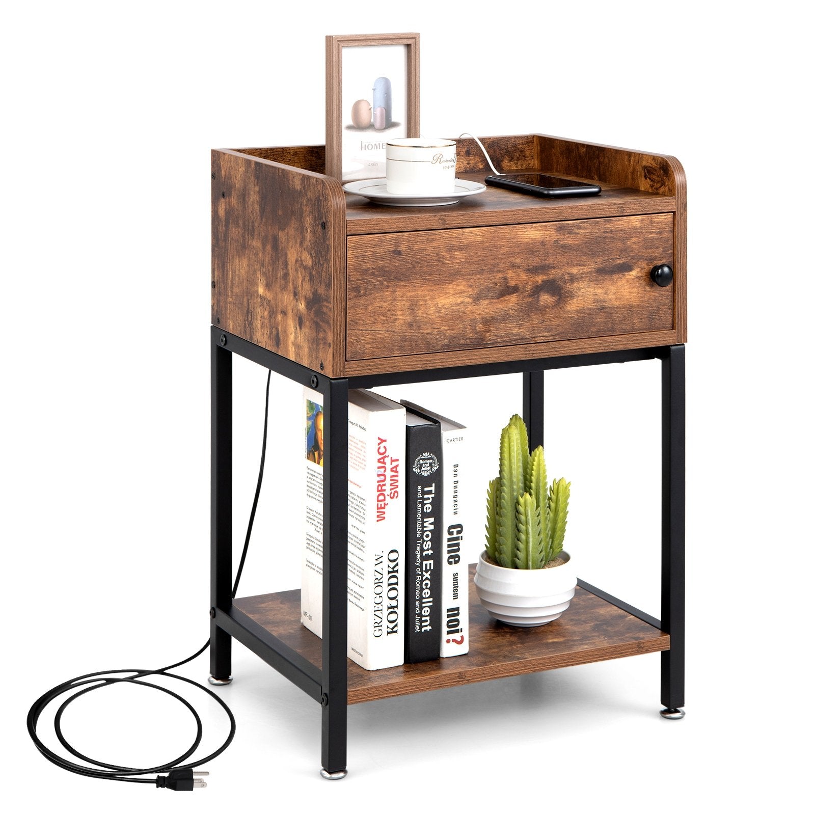 Lift Top End Table with Charging Station and Storage Shelves, Coffee End & Side Tables   at Gallery Canada