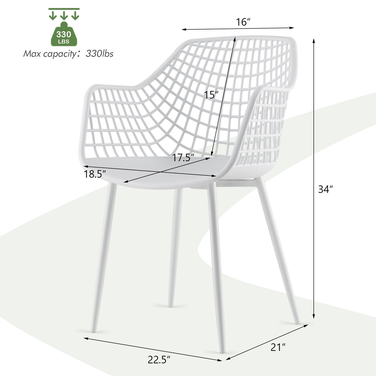 Set of 4 Heavy Duty Modern Dining Chair with Airy Hollow Backrest, White Dining Chairs   at Gallery Canada