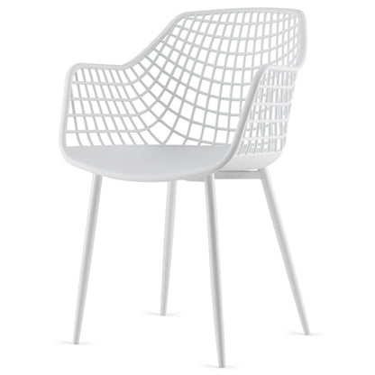 Set of 4 Heavy Duty Modern Dining Chair with Airy Hollow Backrest, White Dining Chairs   at Gallery Canada