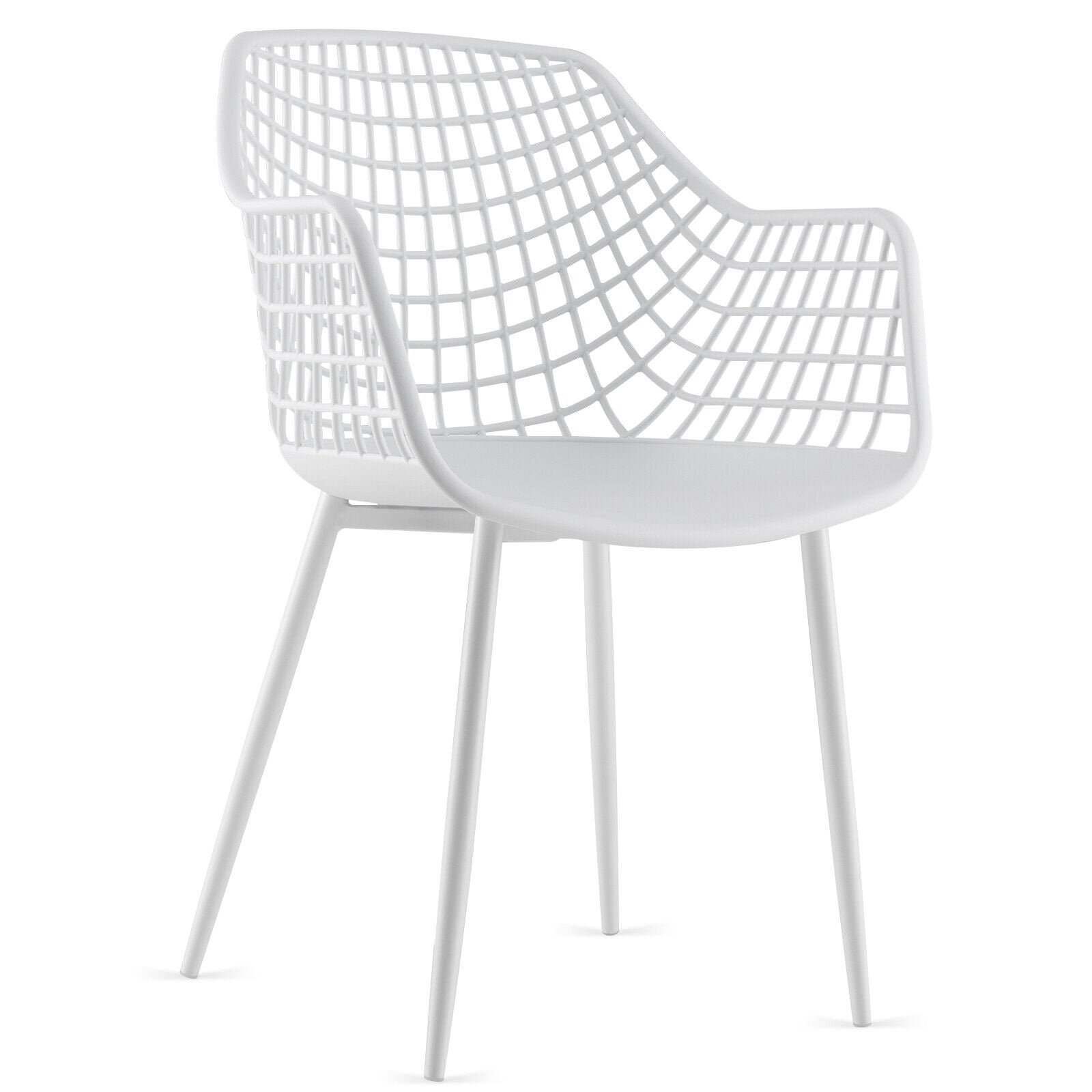 Set of 4 Heavy Duty Modern Dining Chair with Airy Hollow Backrest, White Dining Chairs   at Gallery Canada