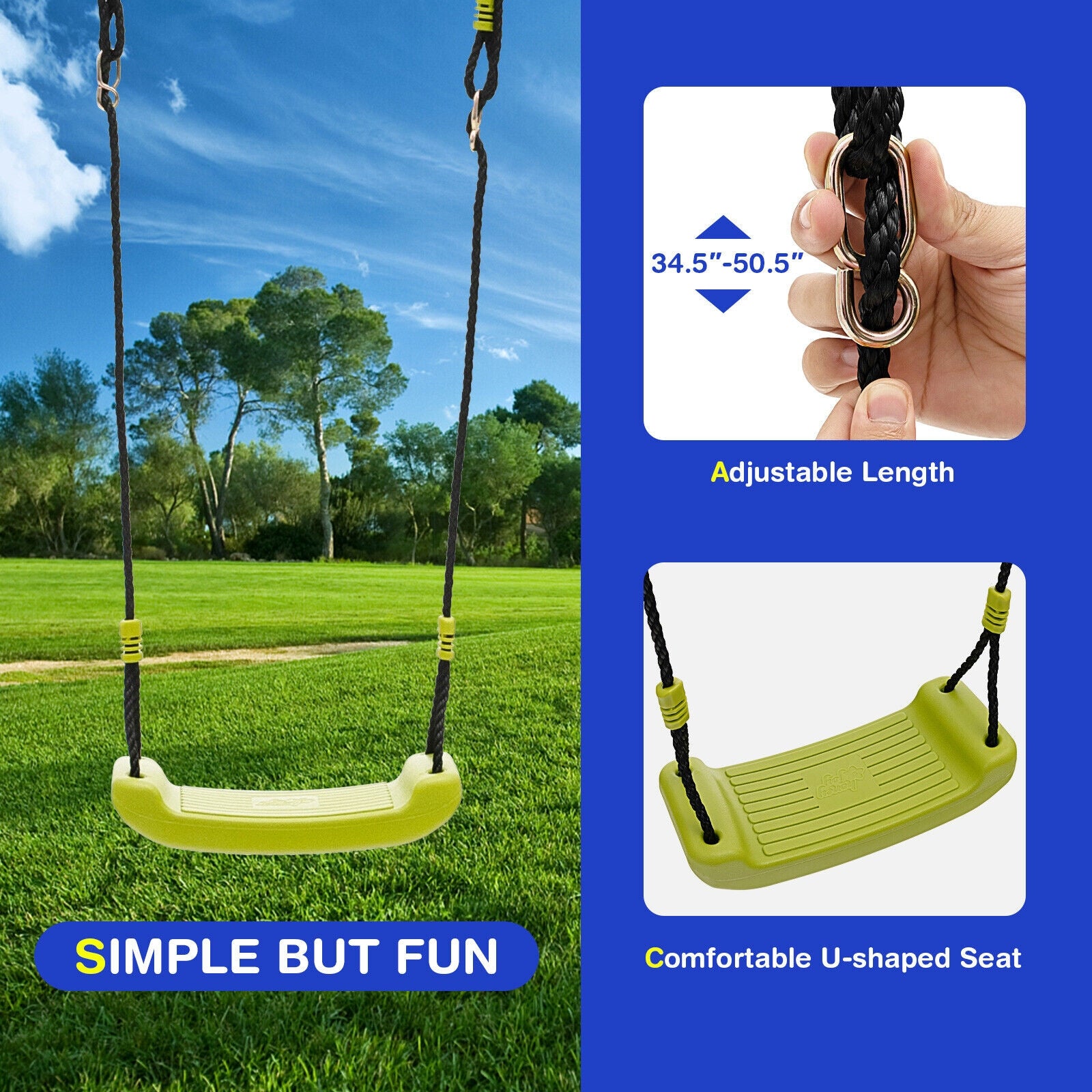 440 Pounds Kids Swing Set with Two Swings and One Glider, Blue Swing & Playsets at Gallery Canada