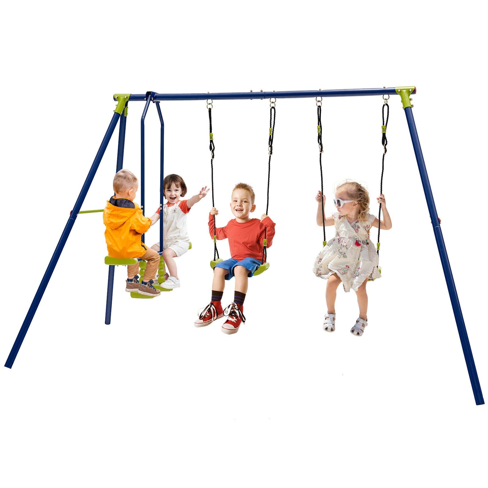440 Pounds Kids Swing Set with Two Swings and One Glider, Blue Swing & Playsets at Gallery Canada