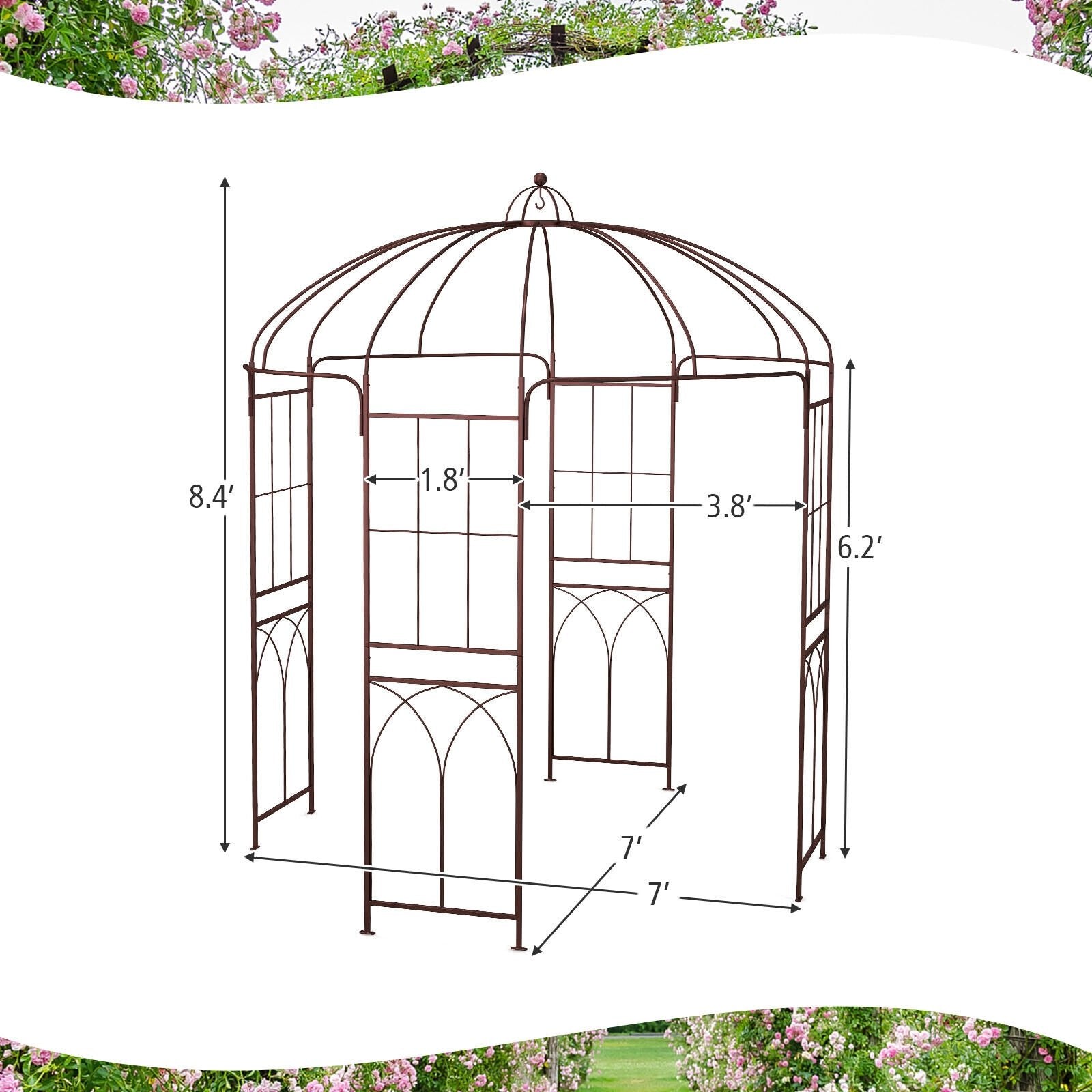 8.4 x 7 Feet Wide Birdcage Shape Garden Arbor, Copper Outdoor Decor   at Gallery Canada