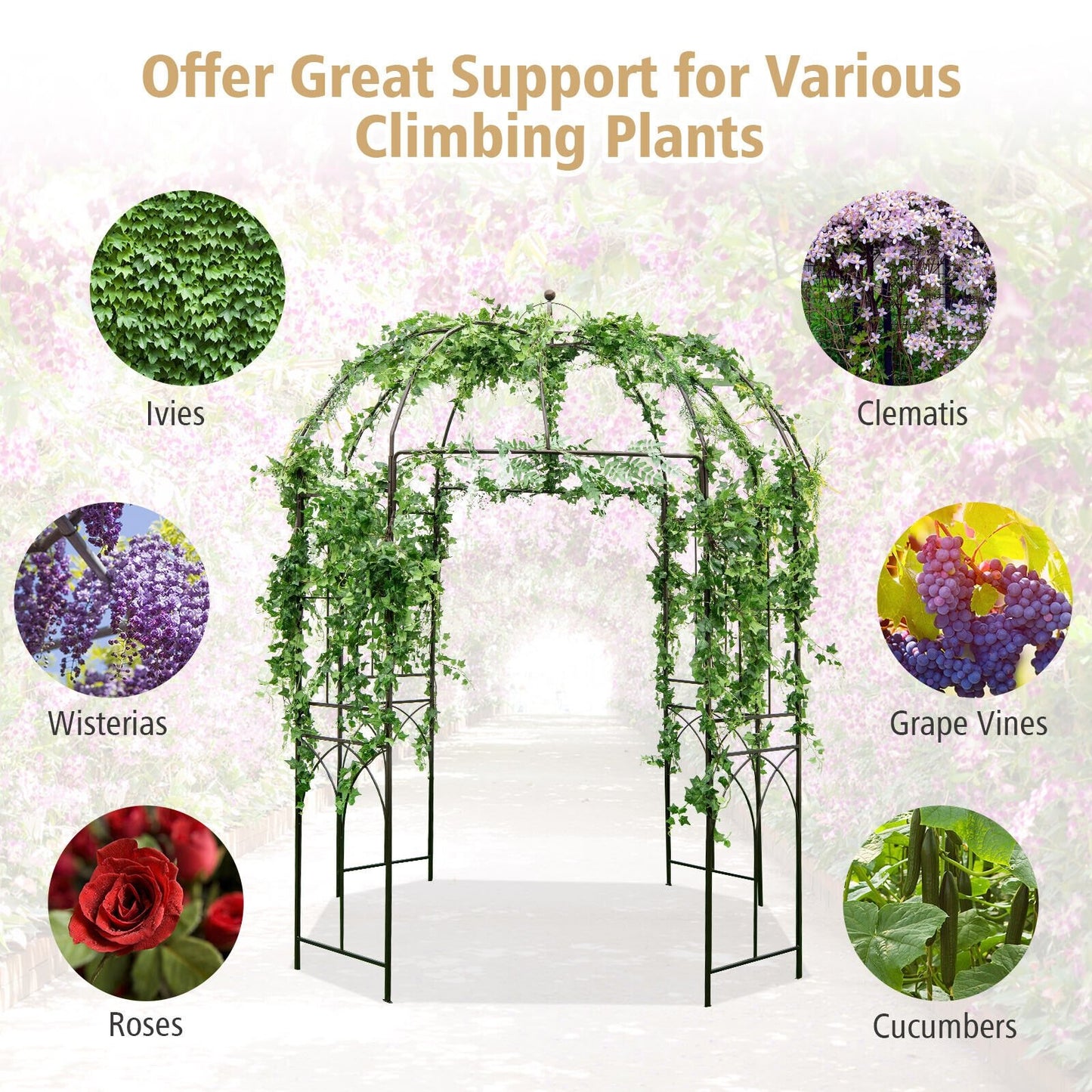 8.4 x 7 Feet Wide Birdcage Shape Garden Arbor, Copper Outdoor Decor   at Gallery Canada