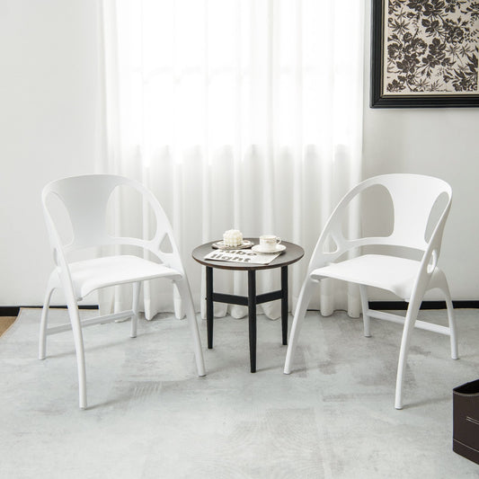 Folding Dining Chairs Set of 2 with Armrest and High Backrest, White Dining Chairs   at Gallery Canada