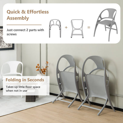 Folding Dining Chairs Set of 2 with Armrest and High Backrest, Gray - Gallery Canada