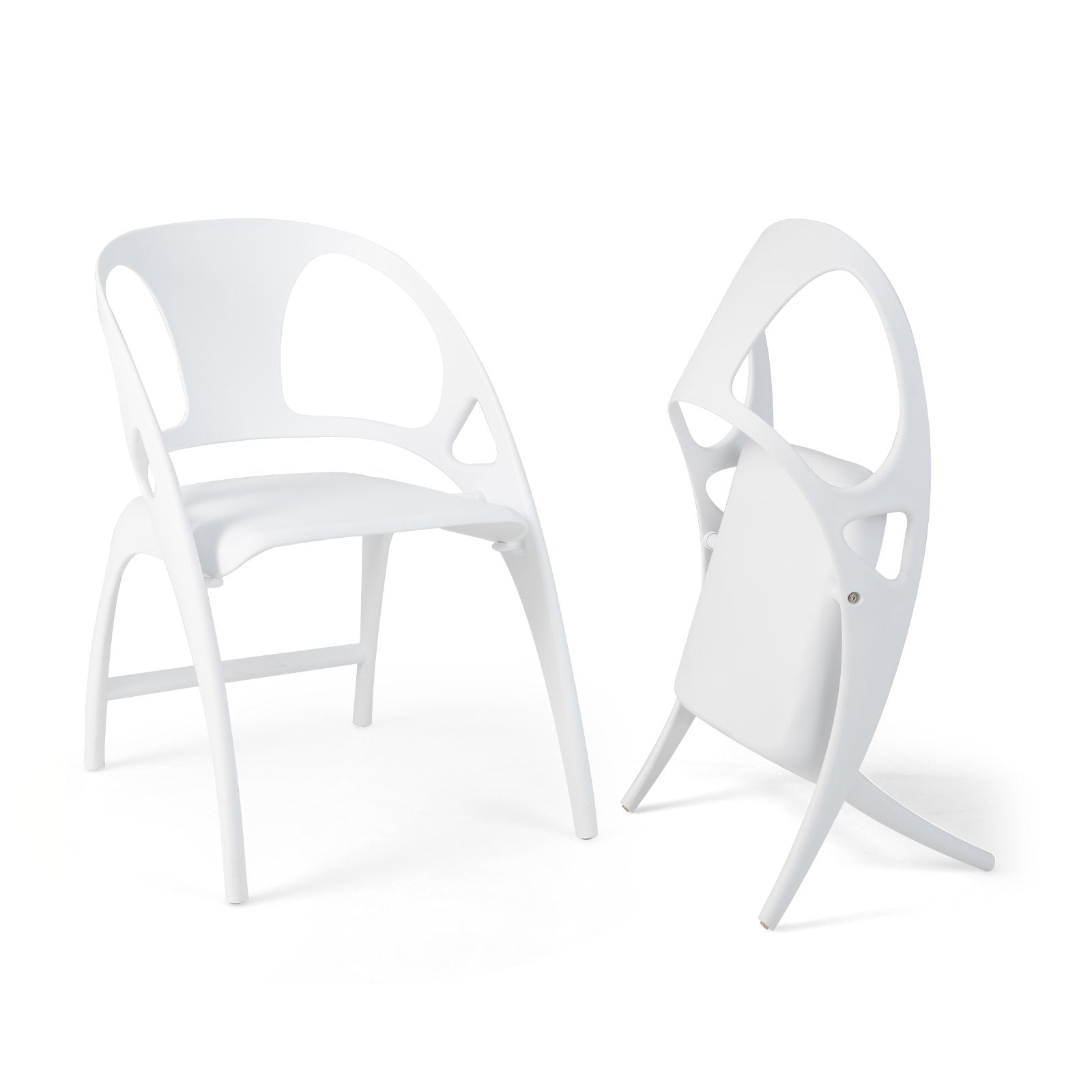 Folding Dining Chairs Set of 2 with Armrest and High Backrest, White Dining Chairs   at Gallery Canada