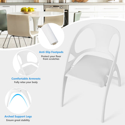 Folding Dining Chairs Set of 2 with Armrest and High Backrest, White Dining Chairs   at Gallery Canada