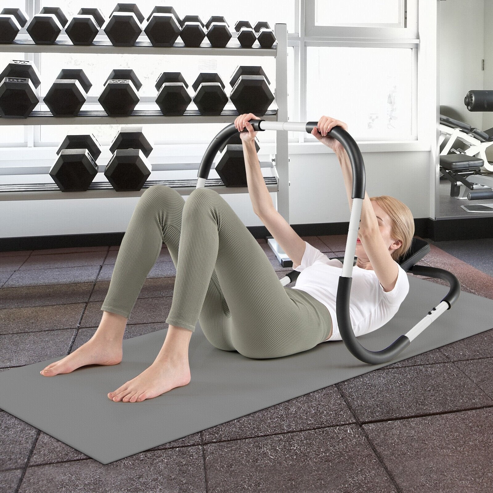 Portable AB Trainer with Headrest and Foam Handle for Office Home Gym, White Benches Racks & Bars   at Gallery Canada