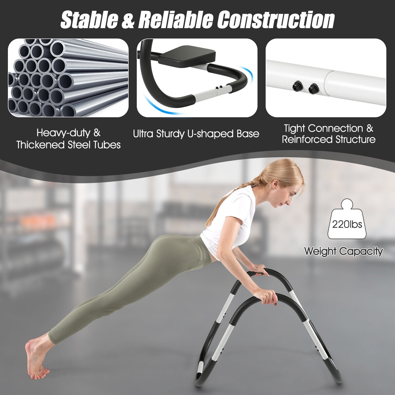 Portable AB Trainer with Headrest and Foam Handle for Office Home Gym, White Benches Racks & Bars   at Gallery Canada