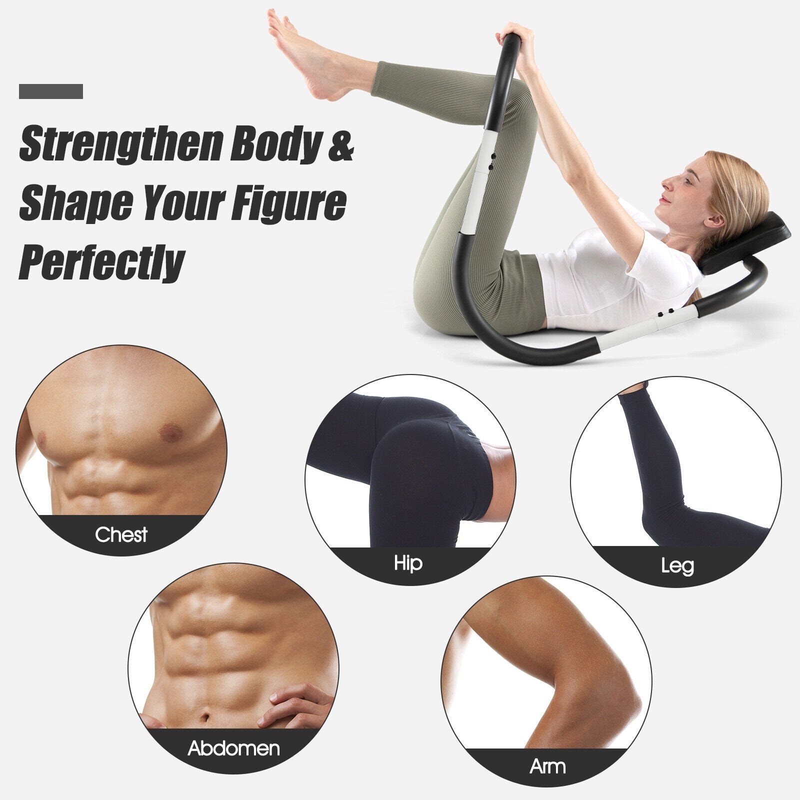 Portable AB Trainer with Headrest and Foam Handle for Office Home Gym, White Benches Racks & Bars   at Gallery Canada