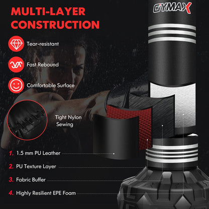 67 Inch Punching Bag with Fillable Suction Cup Base, Black - Gallery Canada