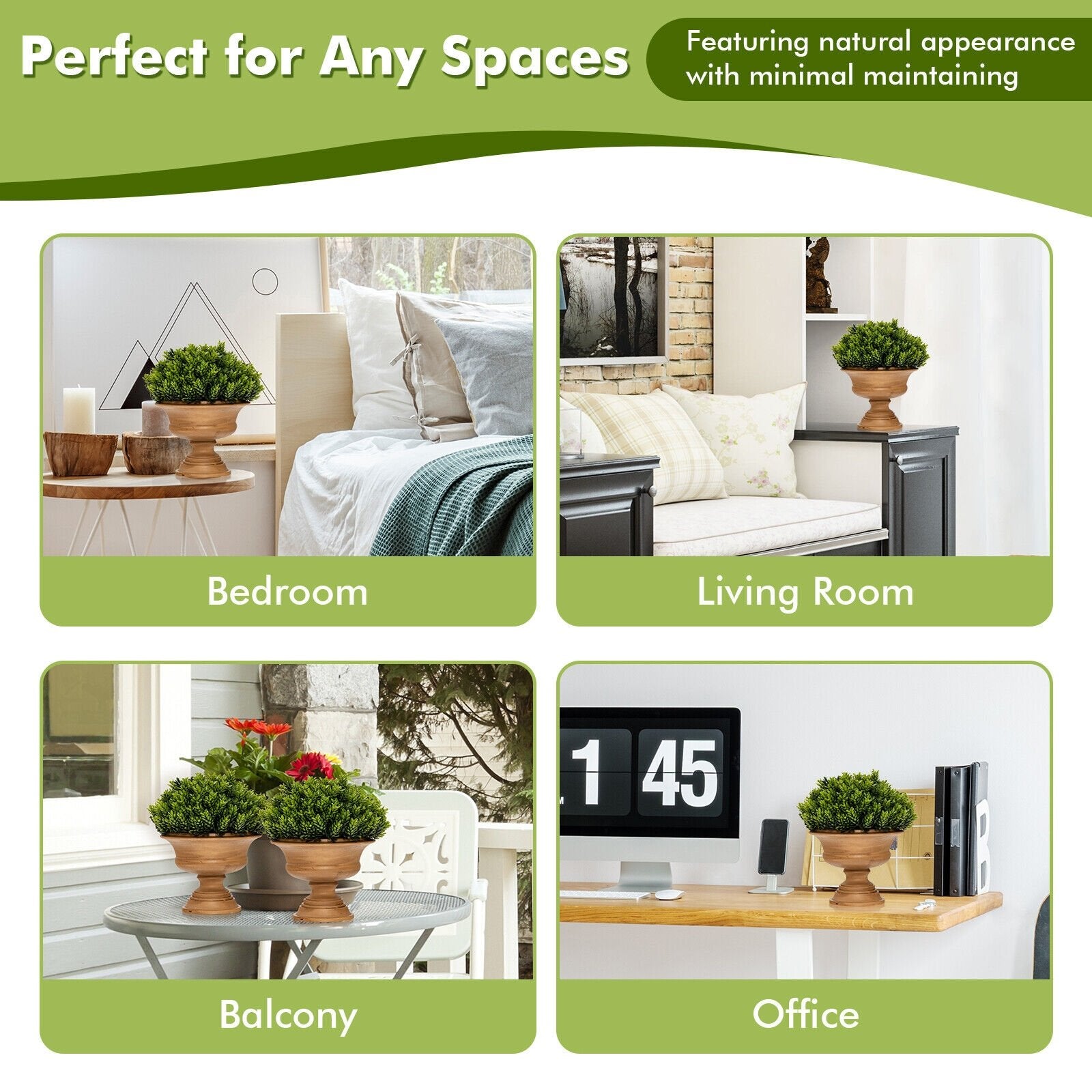 4 Pack Artificial Boxwood Topiary Trees, Green Faux Plants   at Gallery Canada