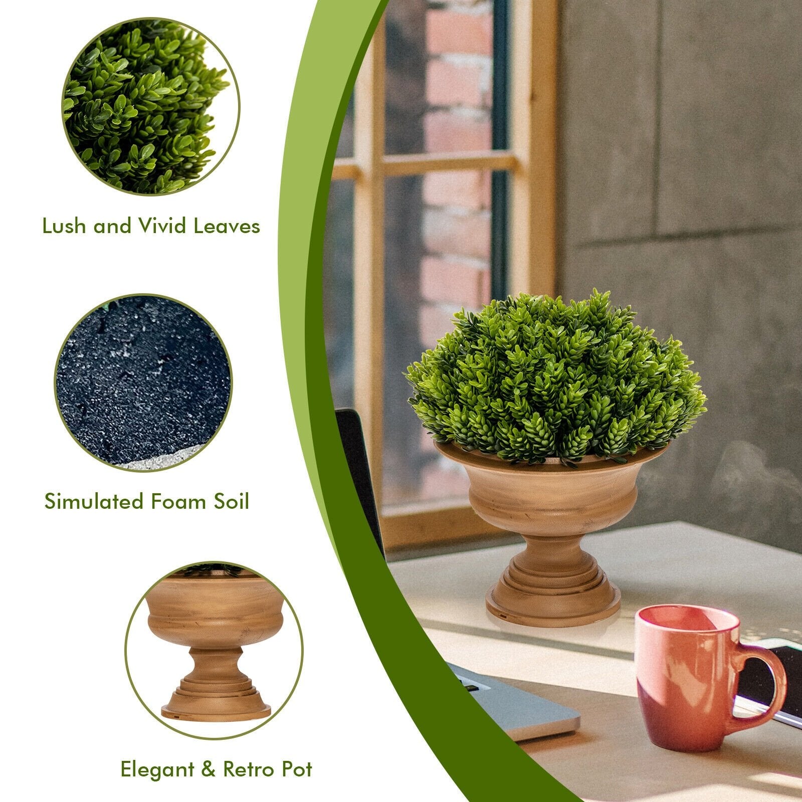 4 Pack Artificial Boxwood Topiary Trees, Green Faux Plants   at Gallery Canada