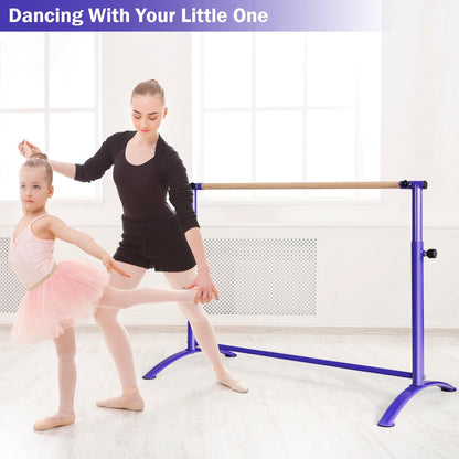 51 Inch Ballet Barre Bar with 4-Position Adjustable Height, Purple - Gallery Canada