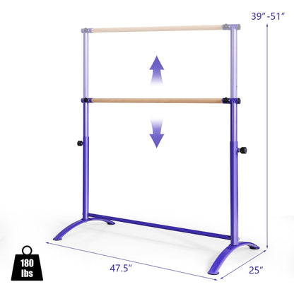 51 Inch Ballet Barre Bar with 4-Position Adjustable Height, Purple - Gallery Canada