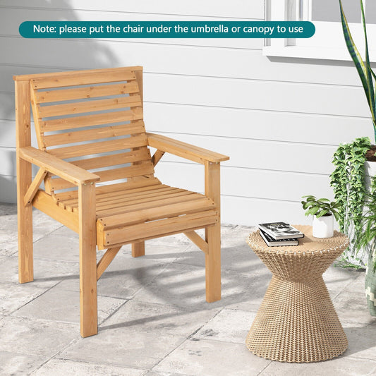 Outdoor Solid Fir Wood Chair with Inclined Backrest, Natural - Gallery Canada