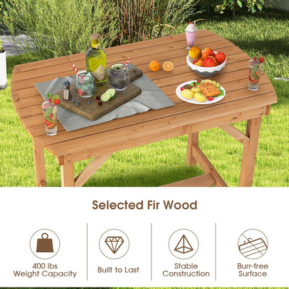 Outdoor Fir Wood Dining Table with 1.5 Inch Umbrella Hole, Natural Patio Dining Tables   at Gallery Canada