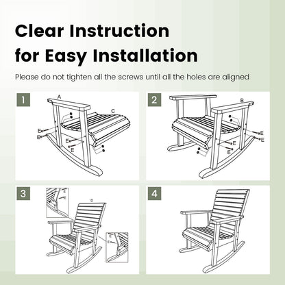 Outdoor Fir Wood Rocking Chair with High Backrest, Natural Patio Rocking Chairs & Gliders   at Gallery Canada