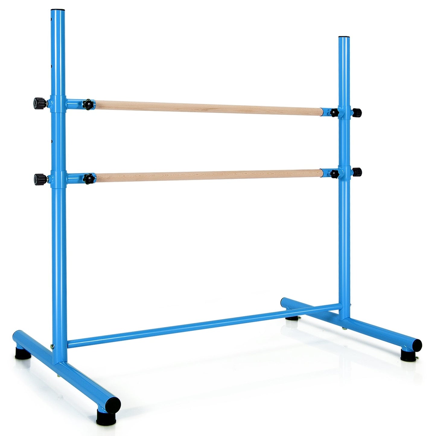 47 Inch Double Ballet Barre with Anti-Slip Footpads, Blue - Gallery Canada
