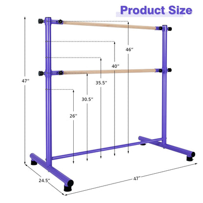 47 Inch Double Ballet Barre with Anti-Slip Footpads, Purple Yoga Accessories   at Gallery Canada