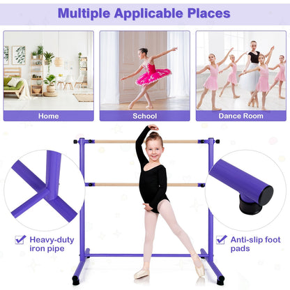 47 Inch Double Ballet Barre with Anti-Slip Footpads, Purple Yoga Accessories   at Gallery Canada