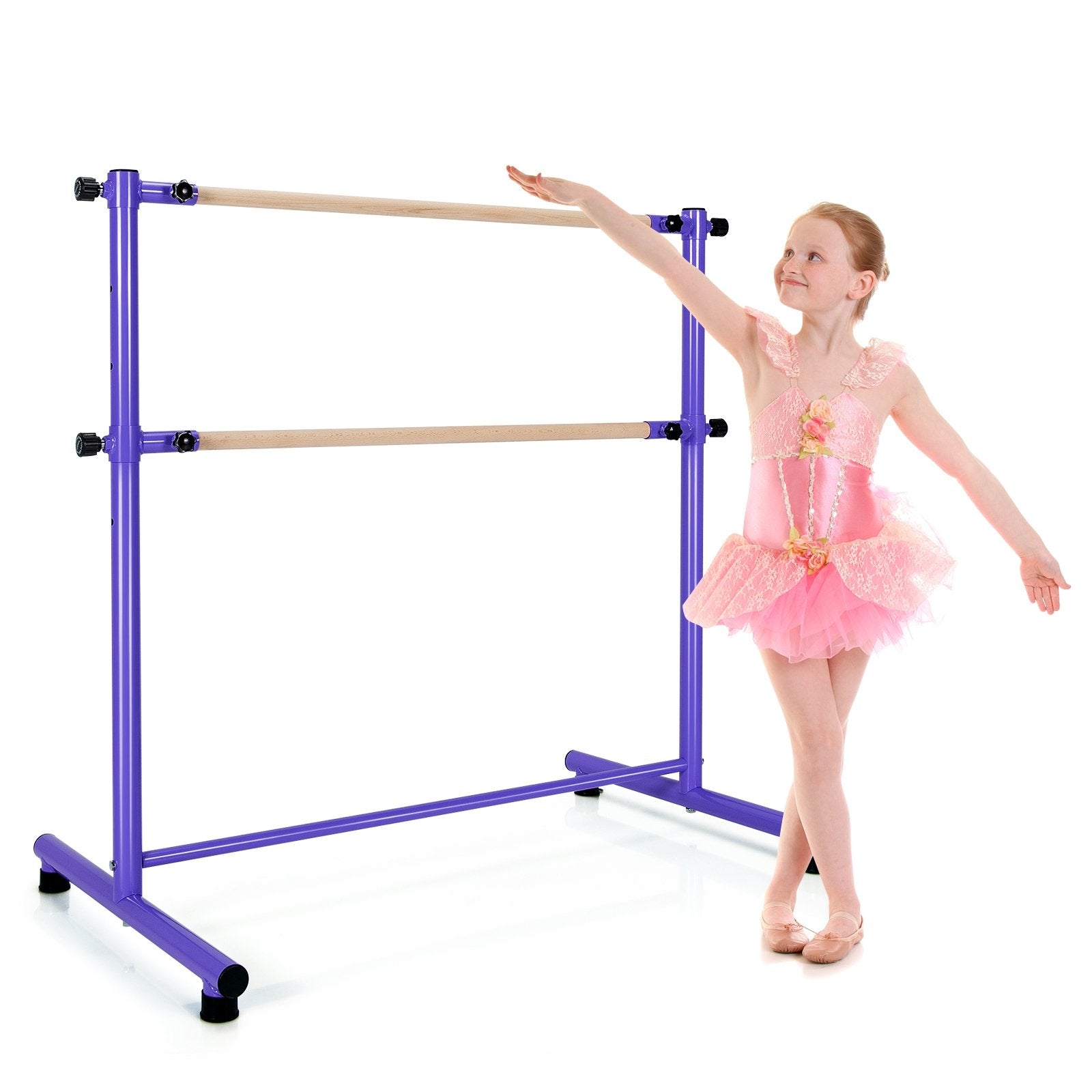 47 Inch Double Ballet Barre with Anti-Slip Footpads, Purple Yoga Accessories   at Gallery Canada