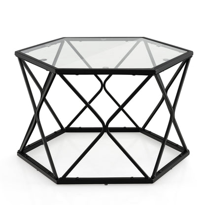 Modern Accent Geometric Glass Coffee Table, Black Coffee Tables   at Gallery Canada