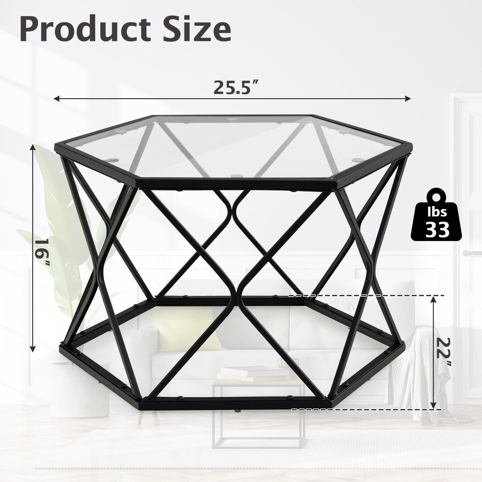 Modern Accent Geometric Glass Coffee Table, Black Coffee Tables   at Gallery Canada