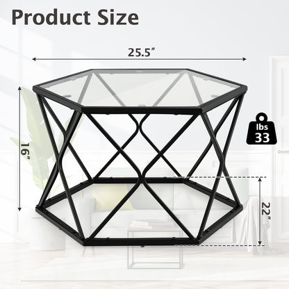 Modern Accent Geometric Glass Coffee Table, Black Coffee Tables   at Gallery Canada