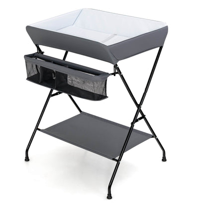 Baby Storage Folding Diaper Changing Table, Gray - Gallery Canada