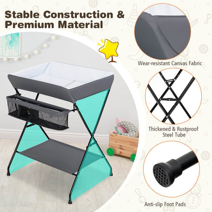 Baby Storage Folding Diaper Changing Table, Gray Changing Tables   at Gallery Canada