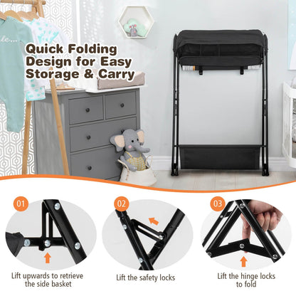 Baby Storage Folding Diaper Changing Table, Black Changing Tables   at Gallery Canada