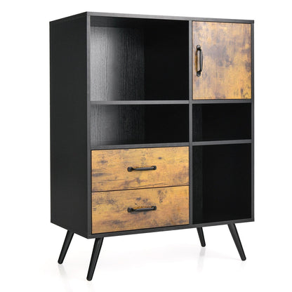 Industrial Buffet Sideboard Kitchen Cupboard with Cubbies Drawers, Rustic Brown Sideboards Cabinets & Buffets   at Gallery Canada