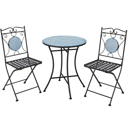 3 Pieces Patio Bistro Set Outdoor Furniture Mosaic Table Chairs, Black Patio Conversation Sets   at Gallery Canada