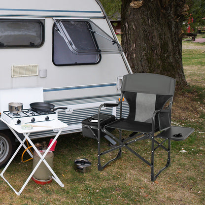 Folding Camping Directors Chair with Cooler Bag and Side Table, Black Camping Furniture   at Gallery Canada