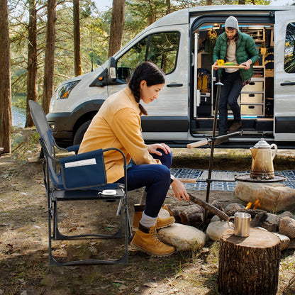 Folding Camping Directors Chair with Cooler Bag and Side Table, Blue Camping Furniture   at Gallery Canada