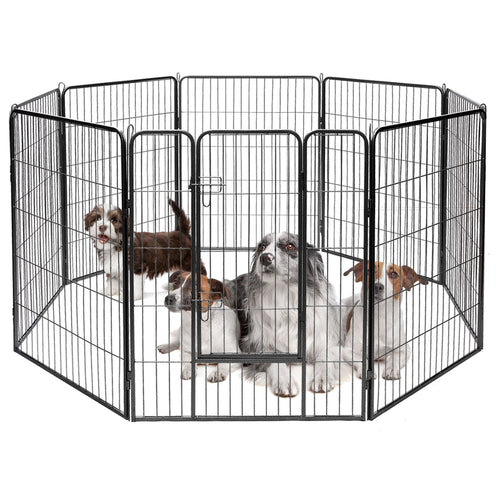 8 Metal Panel Heavy Duty Pet Playpen Dog Fence with Door-48 inches, Black