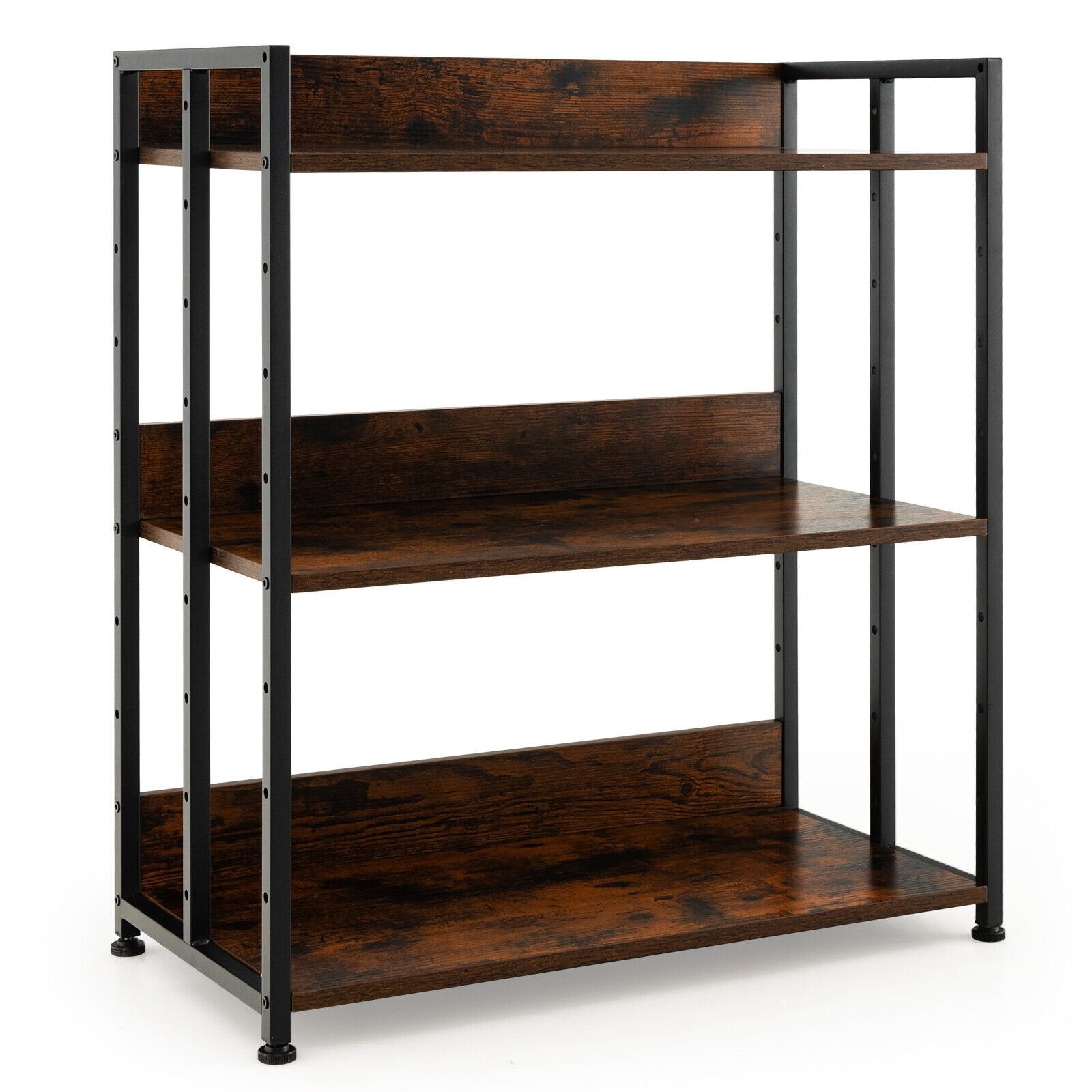 3/5-Tier Industrial Bookshelf Storage Shelf Display Rack with Adjustable Shelves-3-Tier, Brown Bookcases   at Gallery Canada