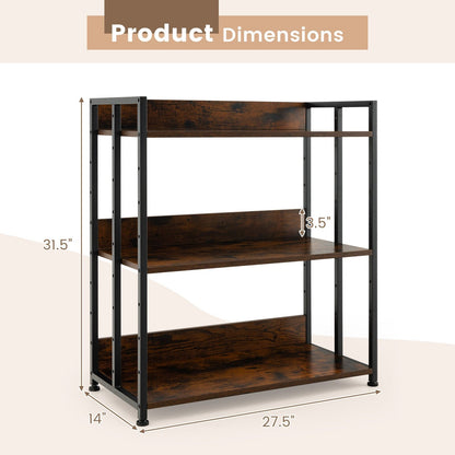 3/5-Tier Industrial Bookshelf Storage Shelf Display Rack with Adjustable Shelves-3-Tier, Brown Bookcases   at Gallery Canada