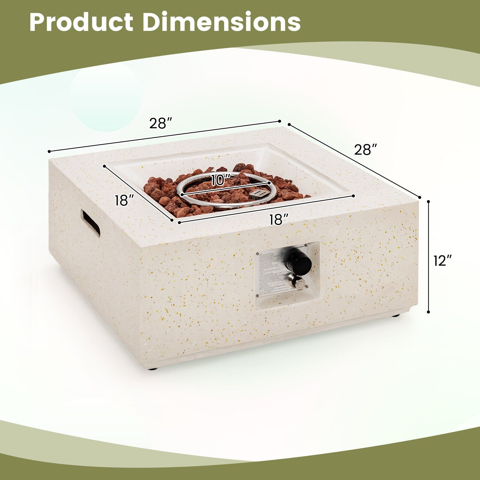 28 Inch 40000 BTU Square Propane Gas Fire Pit with PVC Cover, White Fire Pits at Gallery Canada