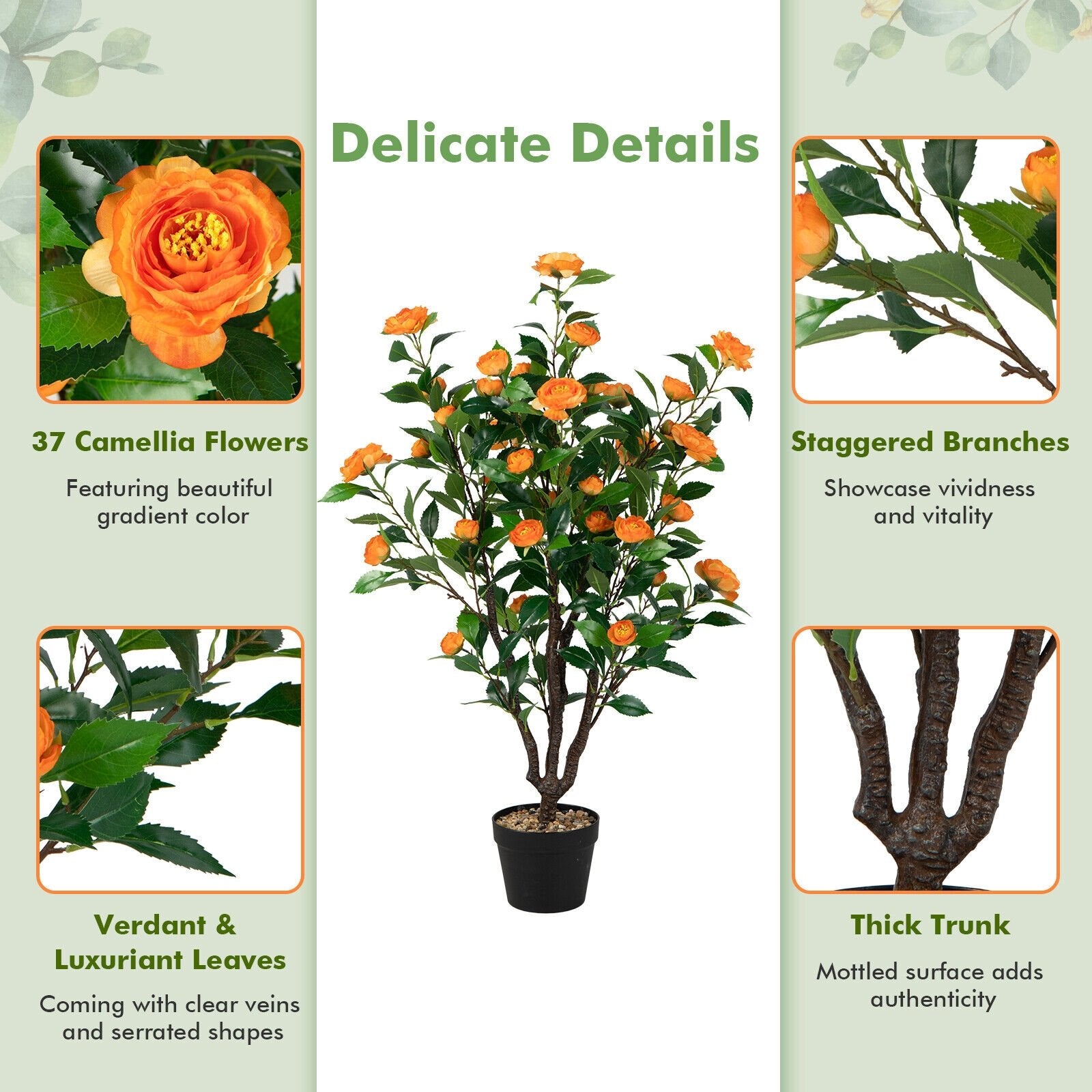 3.3 Feet Artificial Camellia Tree for Indoor and Outdoor, Multicolor Faux Plants   at Gallery Canada