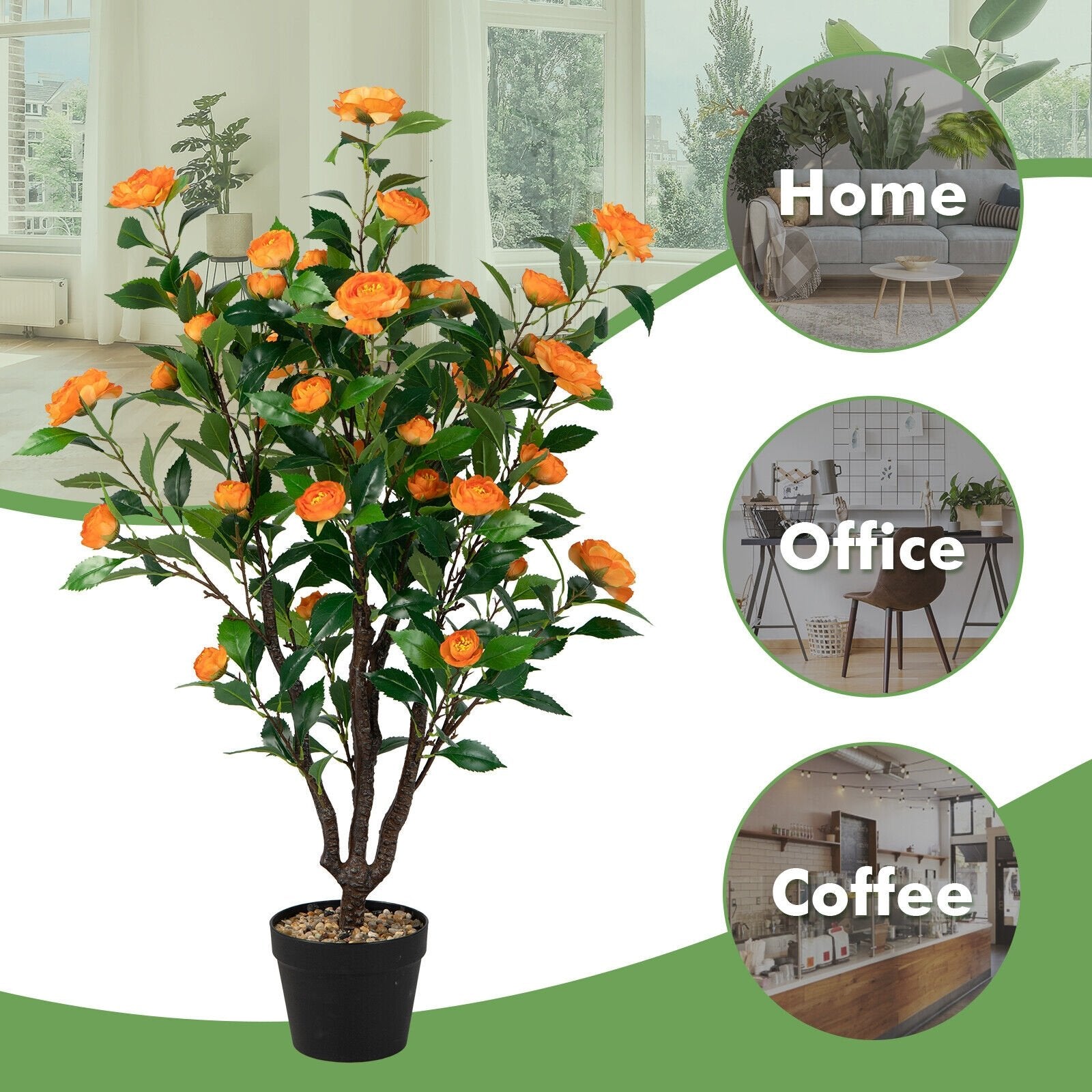 3.3 Feet Artificial Camellia Tree for Indoor and Outdoor, Multicolor Faux Plants   at Gallery Canada