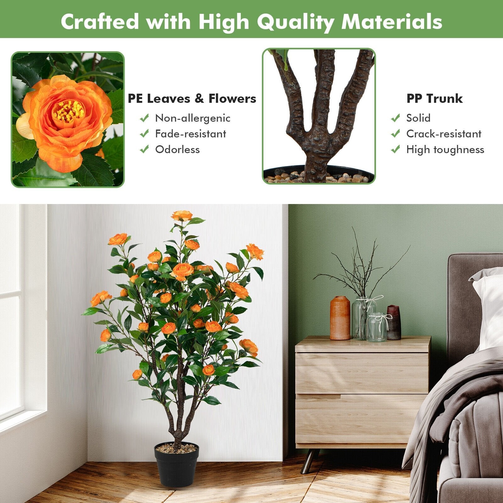 3.3 Feet Artificial Camellia Tree for Indoor and Outdoor, Multicolor Faux Plants   at Gallery Canada