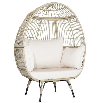 Oversized Patio Rattan Egg Lounge Chair with 4 Cushions, Light Brown Outdoor Chaise Lounges   at Gallery Canada