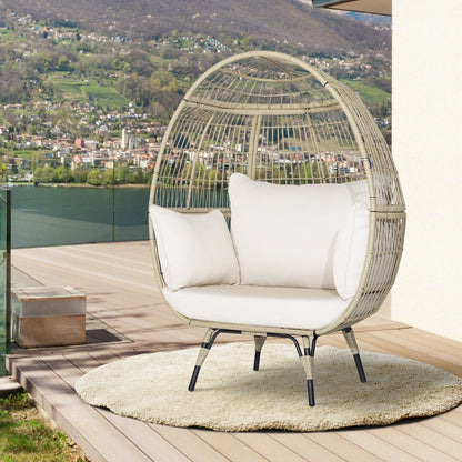 Oversized Patio Rattan Egg Lounge Chair with 4 Cushions, Light Brown Outdoor Chaise Lounges   at Gallery Canada