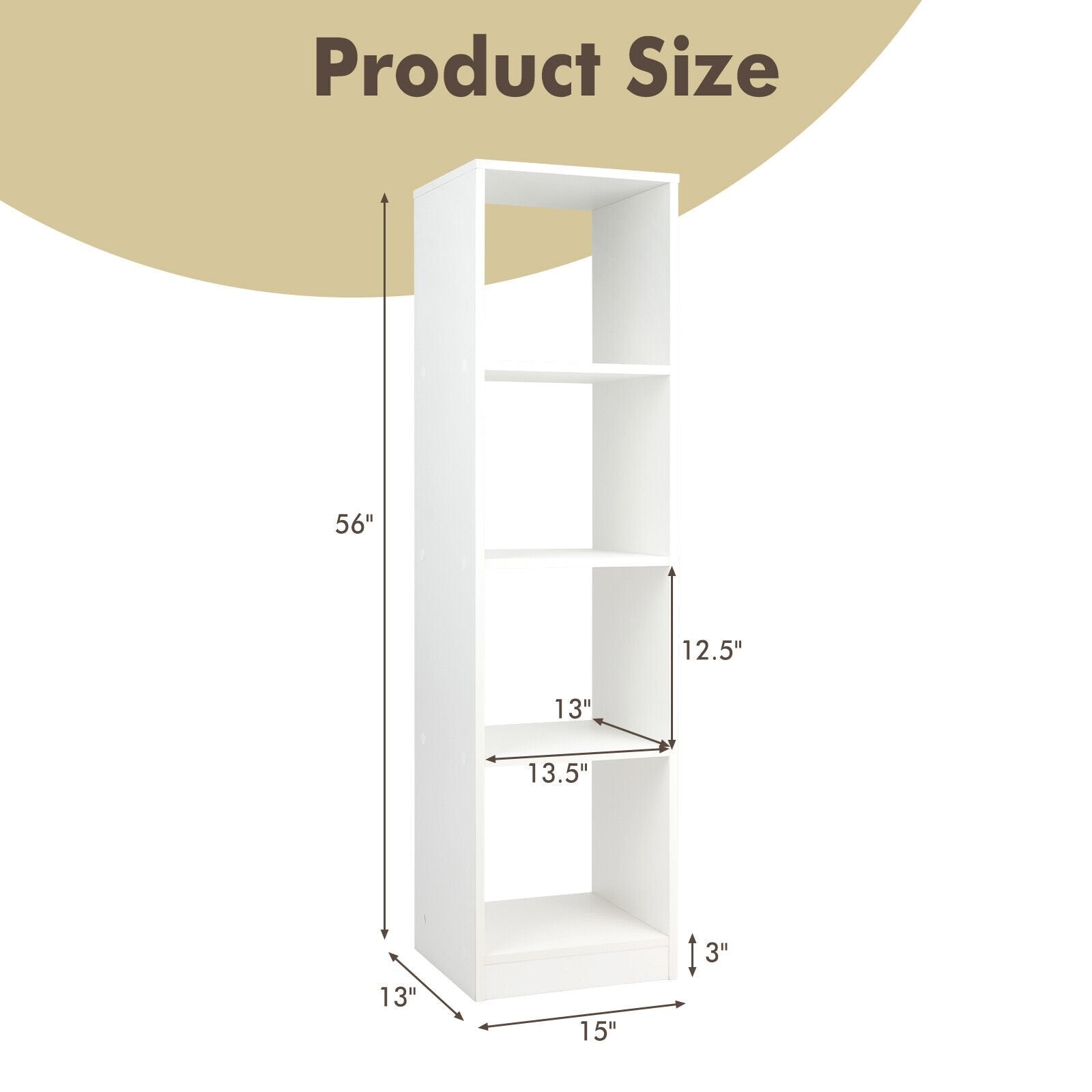 5 Tiers 4-Cube Narrow Bookshelf with 4 Anti-Tipping Kits, White - Gallery Canada