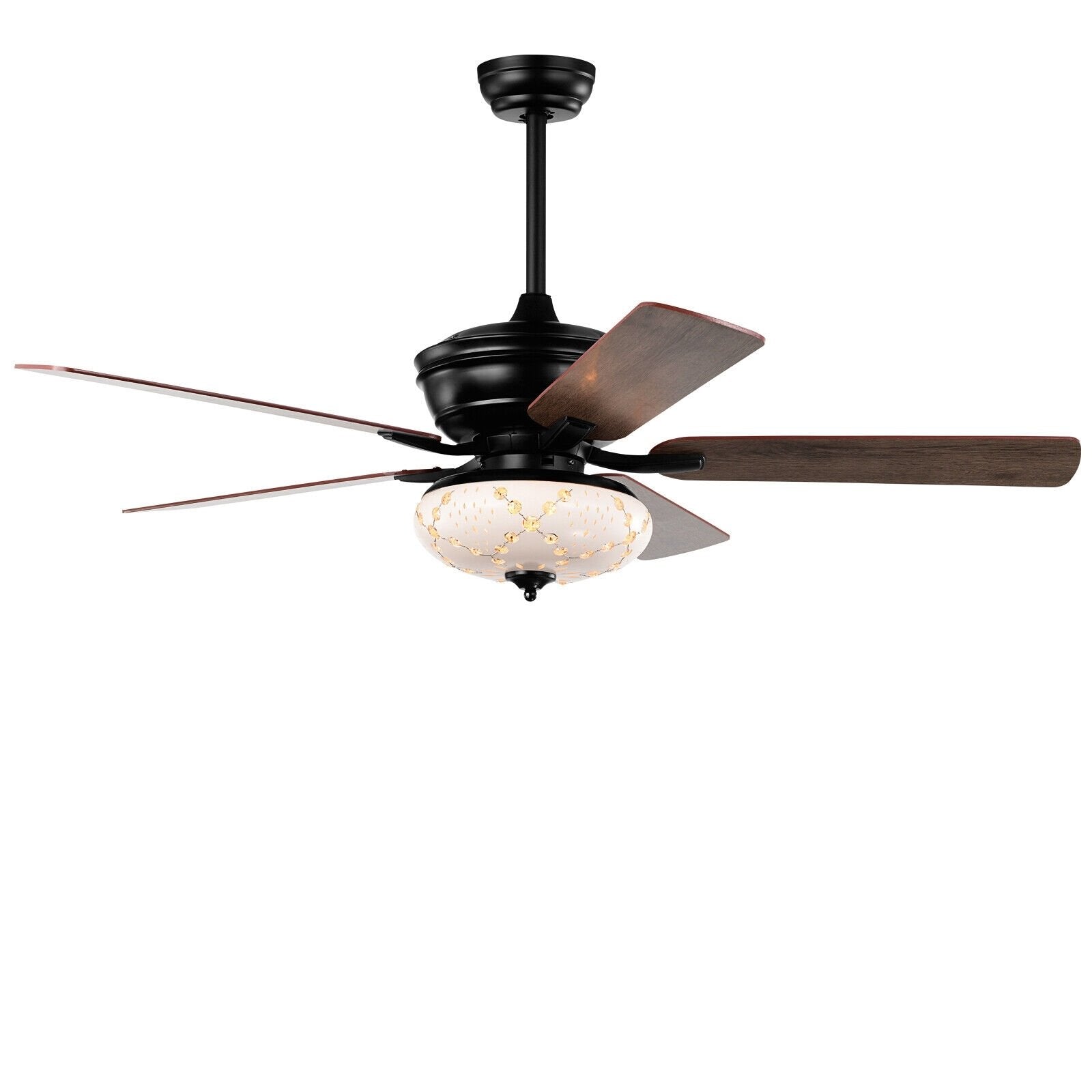 52 Inch Ceiling Fan with 3 Wind Speeds and 5 Reversible Blades, Black Ceiling Fans   at Gallery Canada