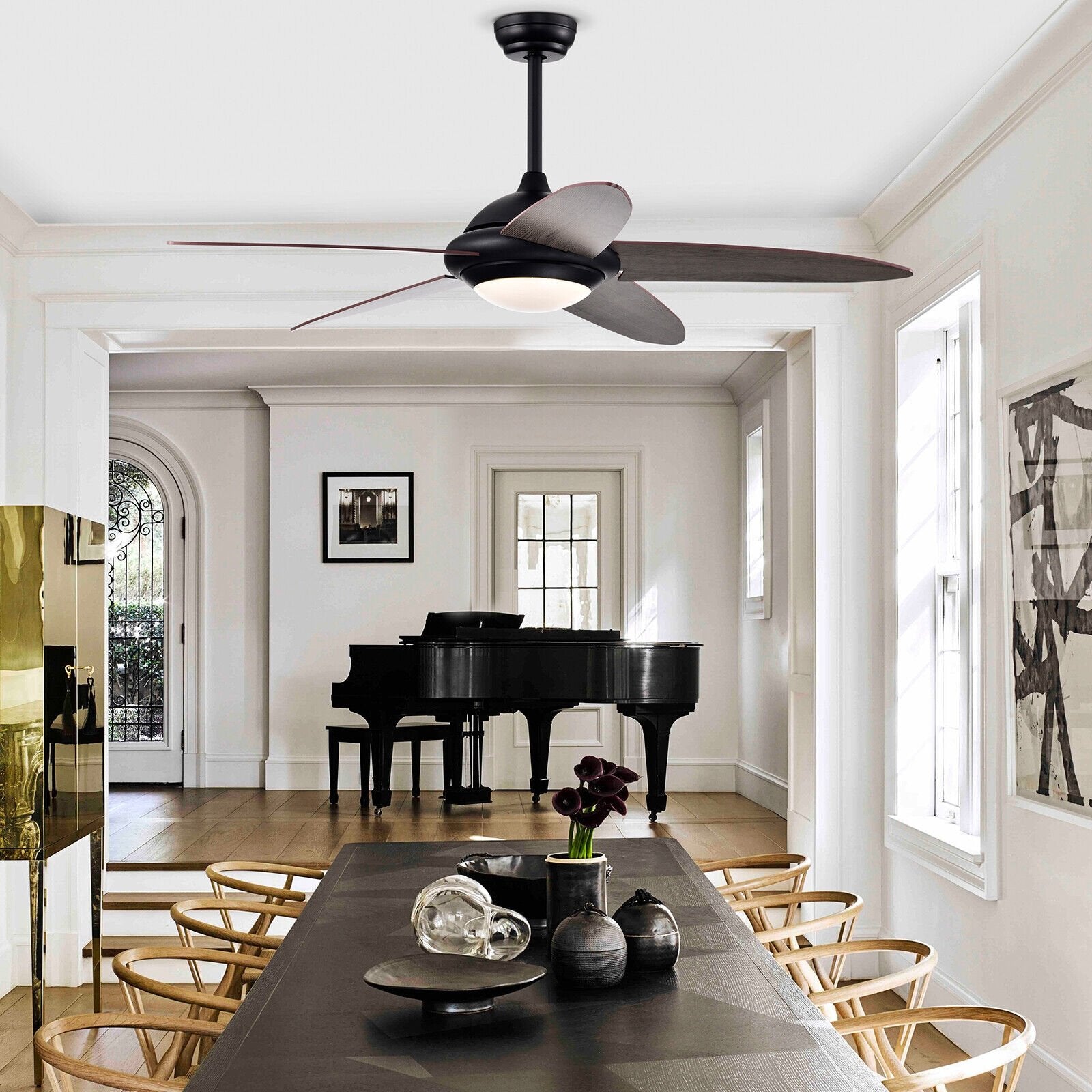 52 Inch Ceiling Fan with Lights and 3 Lighting Colors, Black Ceiling Fans   at Gallery Canada